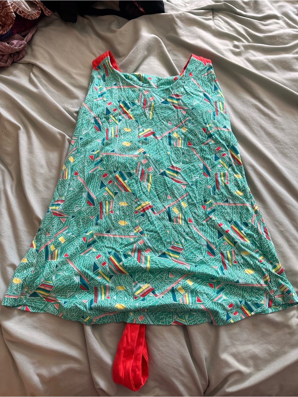 Patagonia Turquoise Geo-Print Tank with Coral Accents